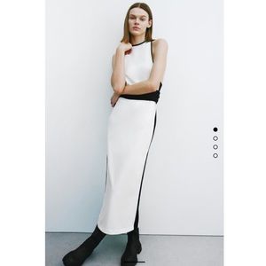 NWT ZARA WHITE DRESS WITH BLACK SIDE STRIPE